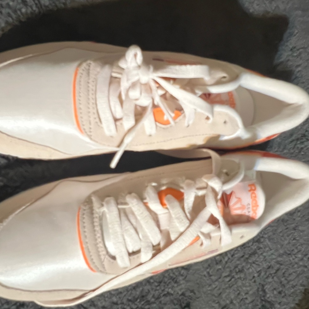 Reebok Cream and Orange Athletic Shoes